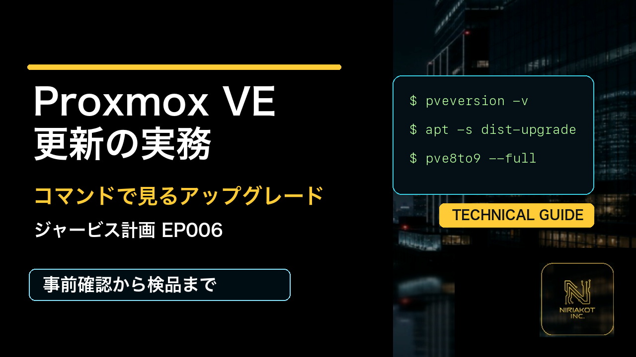 YouTube EP006『Proxmox VE更新の実務コマンド』サムネイル